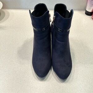 Suede navy ankle boots